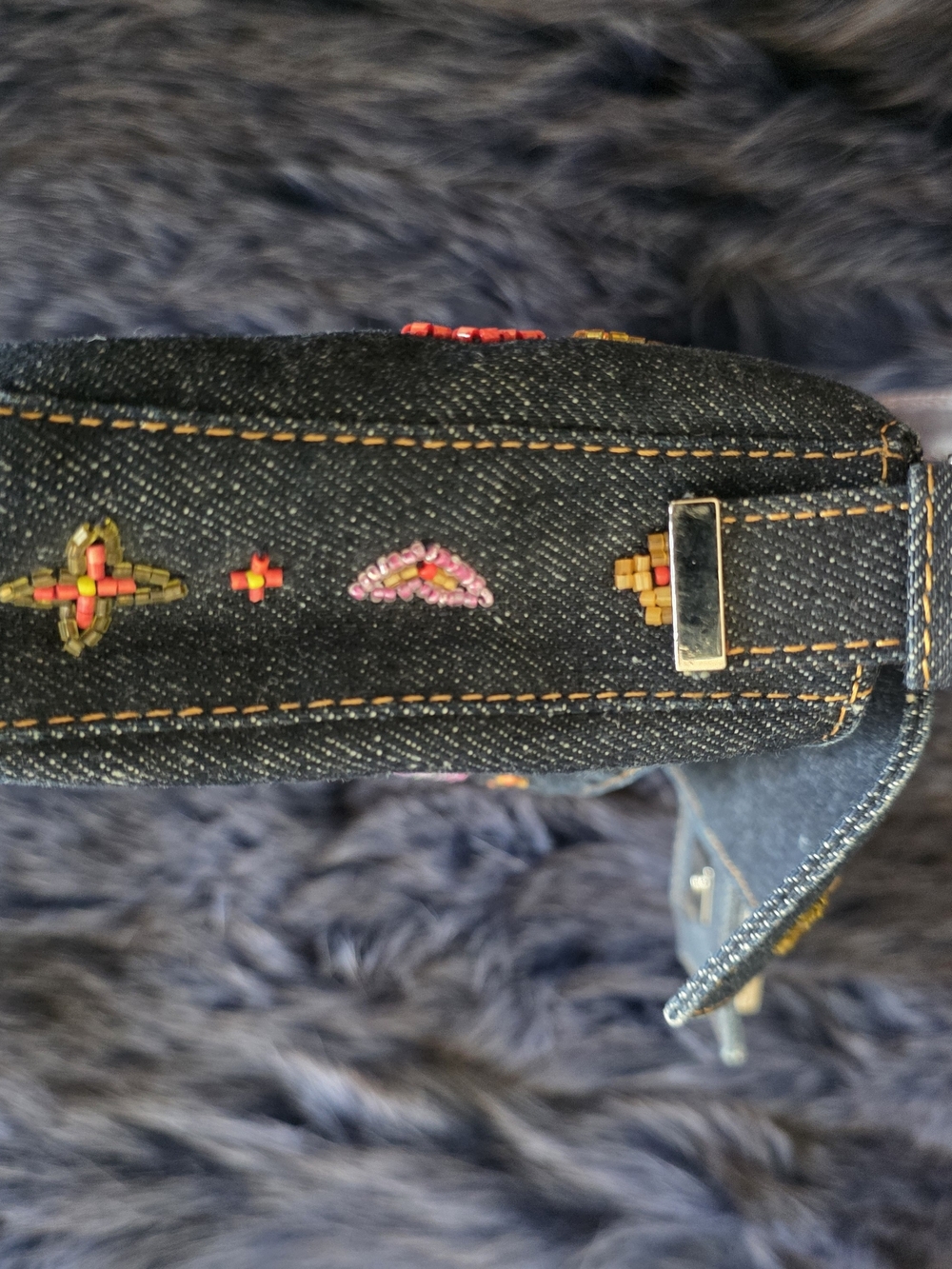 Fendi Denim Baguette Shoulder Bag with Floral Embroidery And Extra Beads - Picture 10 of 10